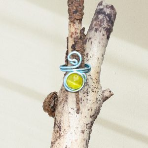 𖤓 Anillo piedra amarilla