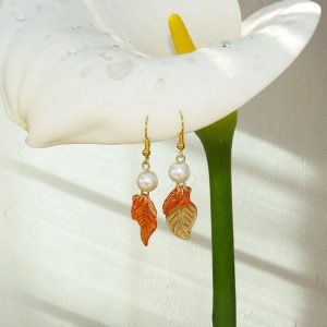 ❈ Pendientes hojas naranjas